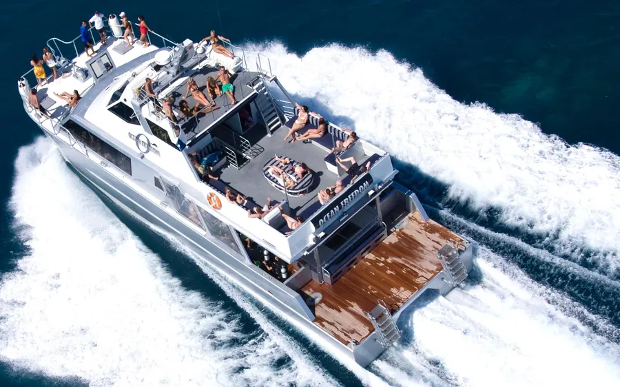 A fast catamaran running out to the outer Great Barrier Reef